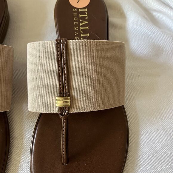 Italian Shoemakers Asher Thong Flip Flop Sandal Size‎ 7 Beige Elastic Band, NEW - Picture 3 of 11